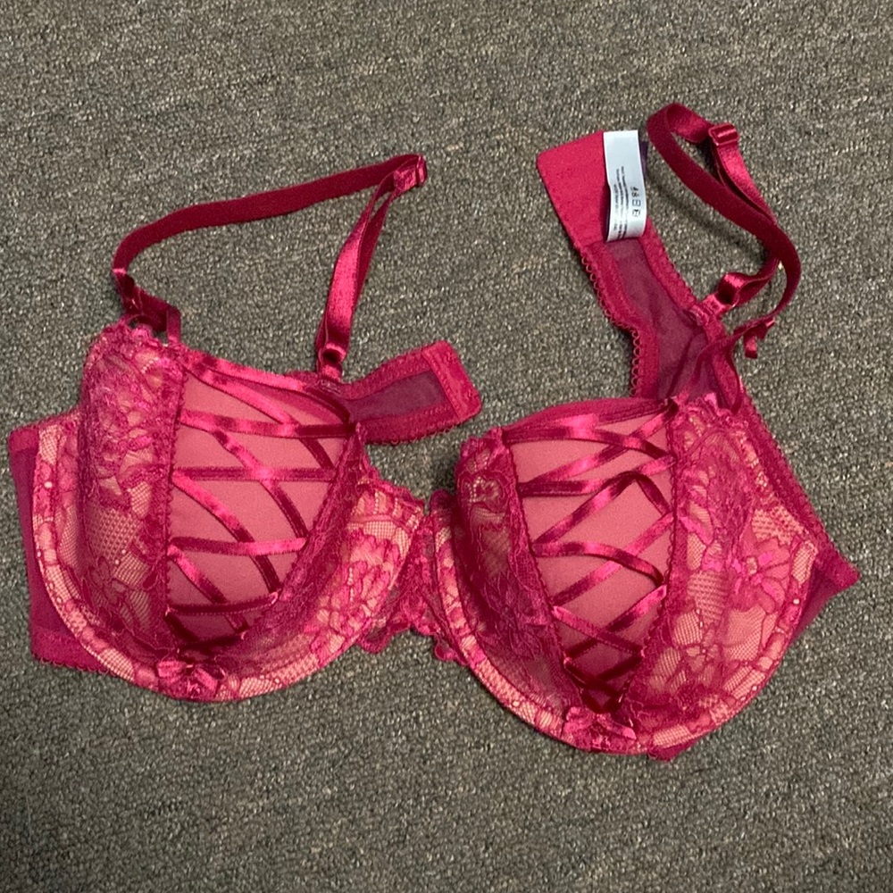 Pink lace bra